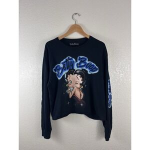 Betty Boop Cropped Long Sleeve Graphic Top – Size L/G